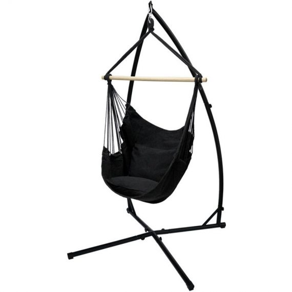 Hamac fauteuil suspendu design jardin coton support anthracite 120 cm extérieure 4251417280493 322007775