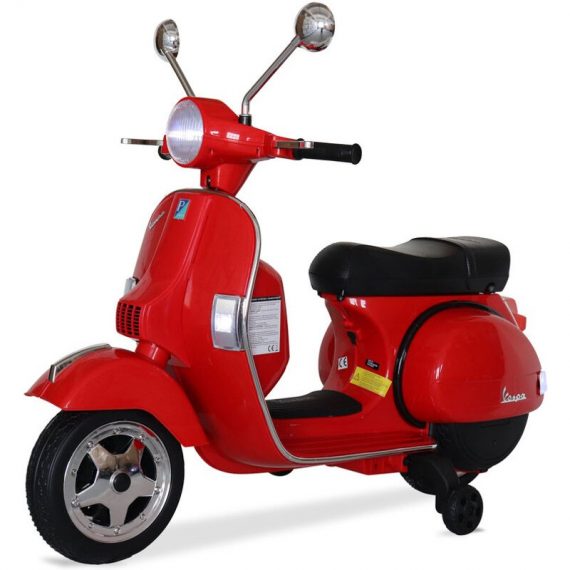 Vespa rouge PX150, scooter électrique pour enfants 12V 4.5Ah, 1 place avec autoradio - Rouge 3760287189030 ROCVESPARED