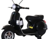 Vespa noire PX150, scooter électrique pour enfants 12V 4.5Ah, 1 place avec autoradio - Noir 3760287189016 ROCVESPABK