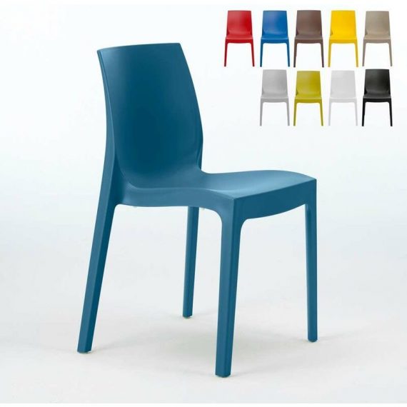 Grand Soleil - Chaise en polypropylène empilable Salle à Manger café bar Rome Bleu 7640179387477 S6217BA