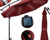 Tillvex - Parasol déporté led solaire (Rouge) en aluminium 300 cm - Avec manivelle - Avec interrupteur marche/arrêt - Protection uv - Parasol à 4260613493538 TVSNS-006