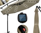 Parasol déporté LED solaire (Marron) en aluminium 300 cm - Avec manivelle - Avec interrupteur marche/arrêt - Protection UV - Parasol à manivelle avec 4260613493576 TVSNS-010