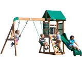Backyard Discovery - Buckley Hill aire de jeux en bois | Avec balançoire / toboggan / bac de sable / échelle | Maison enfant exterieur - Marron 752113001046 B2001046