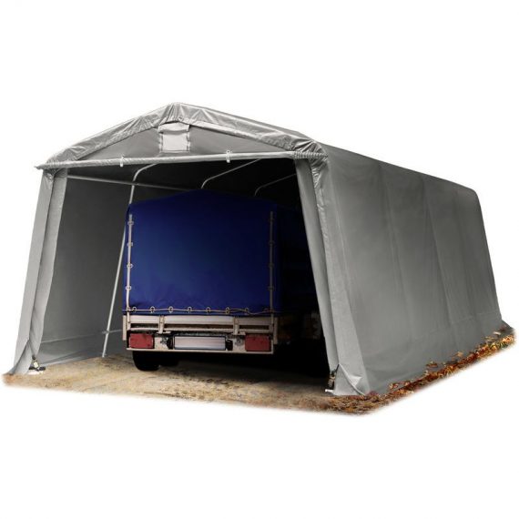 Abri/Tente garage PREMIUM 3,3 x 6,2 m pour voiture et bateau - toile PVC env. 500g/m² imperméable gris - Gris 4260546587755 8032