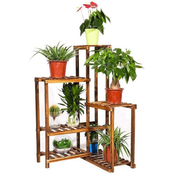 Etagère Plante Interieur en Bois - 60 x 60 x 100cm Support de Plantes Orchidee pour Balcon Terrasse Jardin 757350951604 Z8FHJ-J