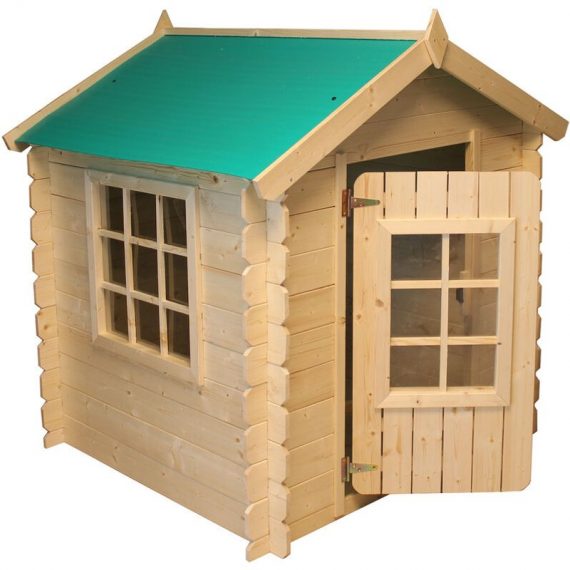 Timbela - M570Z-1 Maison en bois pour enfants -Toit vert- Maison de jeux pour l'extérieur 111x113xH121cm/0.9 m2 - maison jardin enfant exterieur bois 653078925500 M570Z-1
