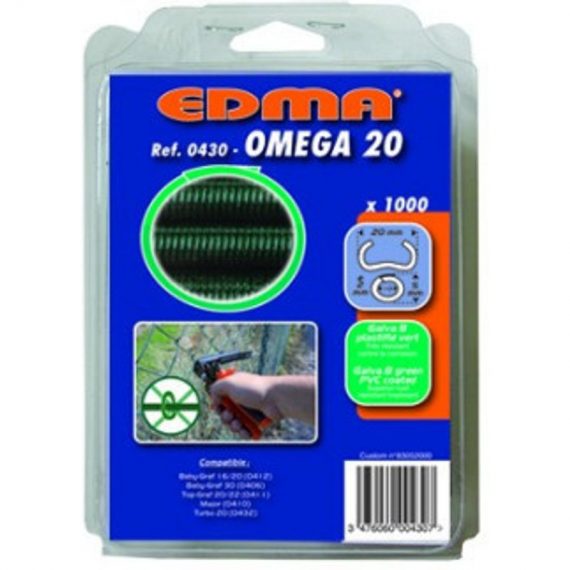 Edma - Agrafes omega 20 plastifiées vert - 1000 pièces 3476060004307 ED-043001