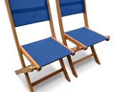 Chaises de jardin en bois et textilène - Almeria Bleu nuit - 2 chaises pliantes en bois d'Eucalyptus fsc huilé et textilène - Bleu nuit 3760287188934 ECTXCHRNBLX2