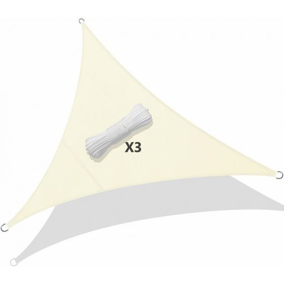Voile d’ombrage Triangle Imperméable Polyester avec Corde 5x5x5m Beige 6973424411001 6555537735703