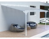 Vente-unique - Pergola adossée en aluminium 13,2 m² blanc ALVARO - Blanc 3517920989584 821523