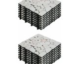 Lot de 16 dalles clipsables en galet de marbre blanc - Blanc 3663095050182 107518