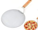 Pelle à pizza en acier inoxydable - 43,5 x 25,5 cm - Avec poignée en bois - Pour la cuisson des pizzas et des gâteaux faits maison - Fei Yu 5768580963973 KBJ-3400
