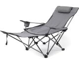 Superseller - Chaise de camping pliante 2 en 1 Chaise longue inclinable réglable portable avec repose-pieds amovible pour le camping, la pêche, les 755924242516 Y23290GY-1|291