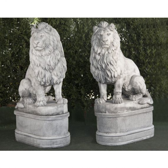 Anaparra - Statue classique en pierre reconstituée Paire de lions 105x50x135cm. Peana 108x53x47cm. 8435653112800 FR7144