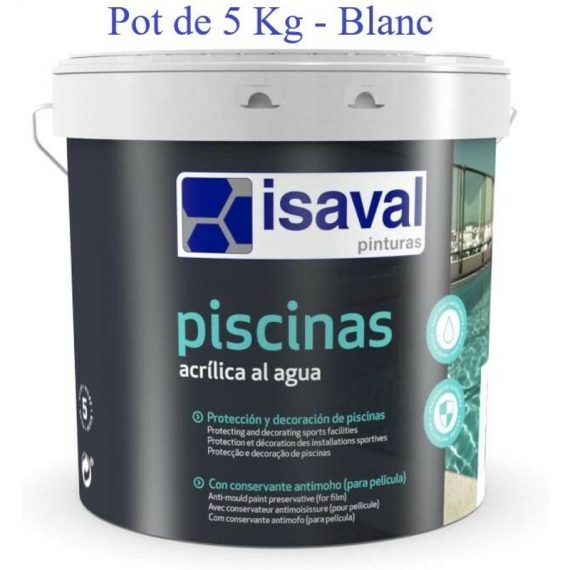 Peinture Piscine Acrylique 5kg Blanc Isaval 8426106003950 101004-Blanc