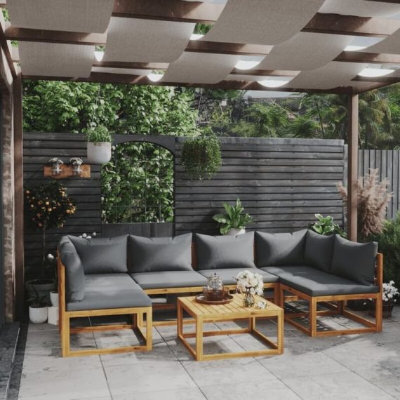 3057622 7 Piece Garden Lounge Set with Cushion Solid Acacia Wood (2x311856+311858+311862) - Gris - Vidaxl 8720286183649 3057622