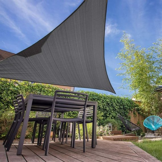 Haikus - Voile d'ombrage ( HDPE, 180g/m2), Triangulaire 4,2x4,2x6m, Toile Ombrage résistant aux 98% des Rayons UV pour Jardin Terrasse, Graphite  PASS-RT4GRP