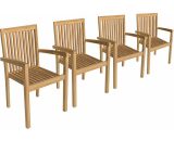 Lot de 4 chaises de jardin java empilables en teck - Marron 3701227218298 TEC15-4