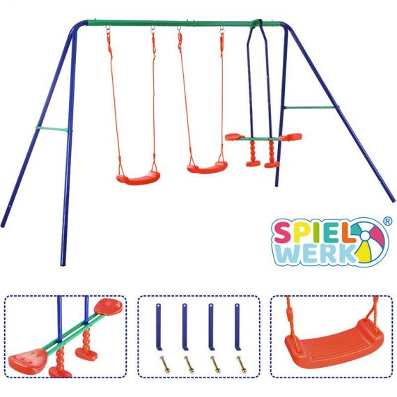 Spielwerk - Portique d'extérieur pour max. 4 enfants structure de jeu jouet balançoires 4250525373066 107861