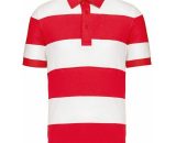 Polo rugby rayé manches courtes 100% coton Rouge / Blanc M - Rouge / Blanc - Kariban 3663938007427 33620