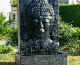Fontaine de jardin mur d'eau visage de bouddha 1 m 50 noir - Noir 3700790911780 1231