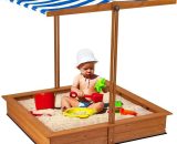 Bac à sable en bois pour enfant, bac à sable d'extérieur réglable Bable avec auvent rotatif, 120 x 120 cm carré bac à sable pour enfants, grand bac à 642380952281 H11024006