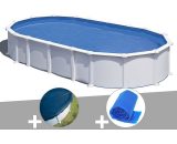 GRÉ - Kit piscine acier blanc Atlantis ovale 7,44 x 3,99 x 1,32 m + Bâche hiver + Bâche à bulles - Blanc 7061252689217 KITPROV738-CIPROV731-CPROV730