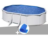 GRÉ - Kit piscine acier blanc Atlantis ovale 5,27 x 3,27 x 1,32 m + Bâche à bulles - Blanc 7061258309256 KITPROV508-CPROV505