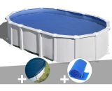 GRÉ - Kit piscine acier blanc Atlantis ovale 6,34 x 3,99 x 1,32 m + Bâche hiver + Bâche à bulles - Blanc 7061256937505 KITPROV618-CIPROV611-CPROV610
