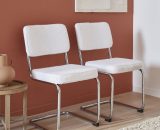 2 chaises cantilever - Maja - à bouclettes blanches , 46 x 54,5 x 84,5cm - Blanc 3760350654502 ICHRMJBOUCLX2