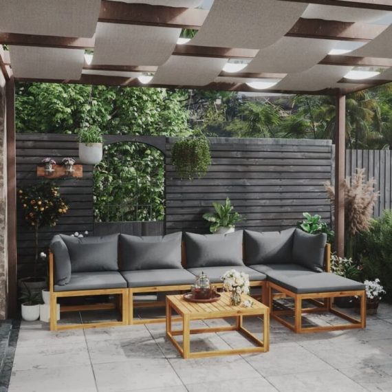 3057624 6 Piece Garden Lounge Set with Cushion Solid Acacia Wood (311852+311854++311862) - Gris - Vidaxl 8720286183663 3057624