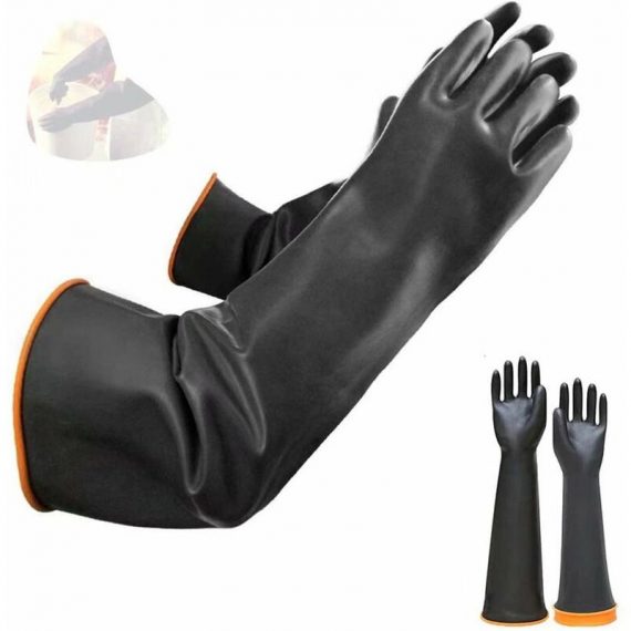 Gants en latex résistant aux produits chimiques gants de protection longs en caoutchouc de sécurité industrielle, gants noirs résistants, 1 paire 9784267213397 Sun-04601