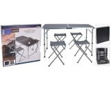 Table de camping avec 4 chaises pliantes - 120x60xH70cm - Gris - Pro Garden 8719987831164 X61210200