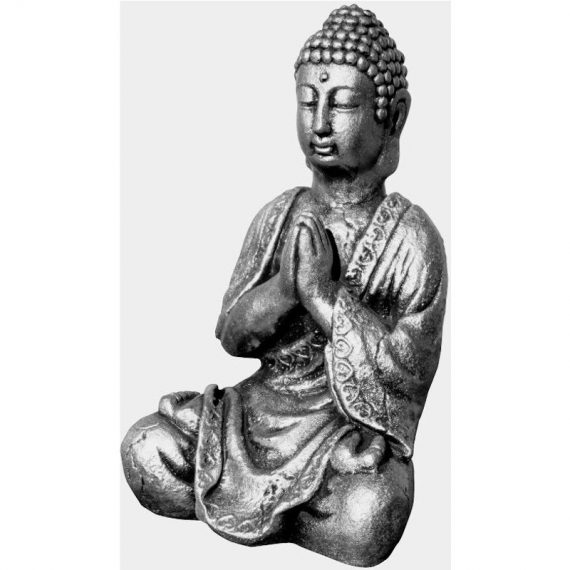 Anaparra - Statue Bouddha MÉDITATION 32cm. Pierre reconstituée Couleur Argent 8435653121062 PADMEDMUS