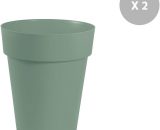 EDA - Lot de 2 pots de fleurs ronds en plastique Toscane vert laurier - Ø 44 cm - Vert 3665872068380 2X13629V.LASX3