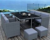Munga 10 Places - Ensemble encastrable salon / table de jardin résine tressée - Gris/Gris - Gris 3664380001582 CN-VE155GG