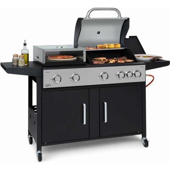 Klarstein Kingsville XL barbecue combiné gaz four à pizza 20,5 kW 5+1 Brûleurs 4060656444999 4060656444999