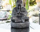 Wanda Collection - Statue moine shaolin assis gris patiné 40 cm - Gris 3700790907684 1400