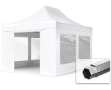 INTENT24 3x4,5 m Tente pliante - Alu, PVC env. 620g/m², anti-feu, côté panoramique, blanc - blanc 4260578435543 582876