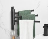 Porte-serviettes nordique porte-serviettes rotatif noir adapté aux toilettes de la salle de bain (barre mobile en aluminium-B tube plat noir 3 barres) 9496241224250 LUK03790