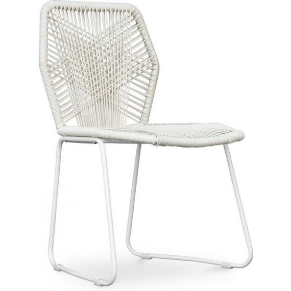 Privatefloor - Chaise de jardin Frony - Piètement blanc Blanc Rotin synthétique, Acier, Metal, Plastique - Blanc 3052783987303 A347920
