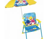 Baby Shark Chaise pliante camping avec parasol - H.38.5 xl.38.5 x P.37.5 cm + parasol ø 65 cm - Pour enfant - Fun House 3700057134631 FUN3700057134631
