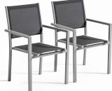 Lot de 2 fauteuils de jardin en aluminium et textilène gris - Gris 3663095046567 107149