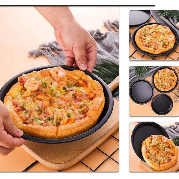 Ensemble de 3 plaques de cuisson à pizza ronde avec revêtement antiadhésif pour pizzas et tartes 9343999775735 C23086438-1