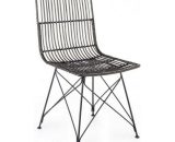 Chaise de style contemporain en acier et kubu noir lucila 45x55x h85 cm 8051836116641 671477