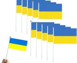 Lot de 10 Drapeaux Ukrainiens Drapeau De Vague De Main De L'Ukraine Mini Bannière Nationale Ukrainienne Tenue dans La Main Drapeaux Nationaux 3591602570161 MG-220304004