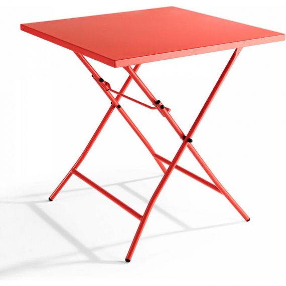 Palavas - Table pliante carrée en acier Rouge - Rouge 3663095038814 106144