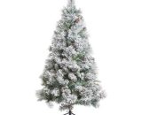 Feeric Christmas - Sapin de Noël artificiel Vert Floqué enneigé et Pommes de pin h 150 cm - Vert/Blanc 3560238354834 143237_16281_29307