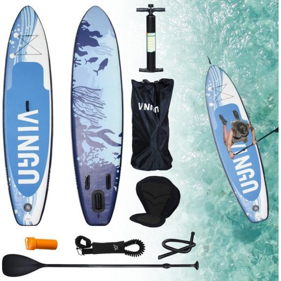 Ensemble de planche SUP, Planche de Surf Gonflable Stand Up Paddle 330cm, Sac à Dos - Paddling Board Bleu et Blanc Avec Assise - Bleu - Swanew 726503980310 MMLO-D-1-SG6114A
