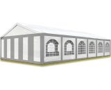 Tente de réception 6x12 m Toile de Haute qualité env. 240g/m² pe Gris-Blanc Construction en Acier galvanisé avec raccordement par vissage - gris 4260409149915 91125